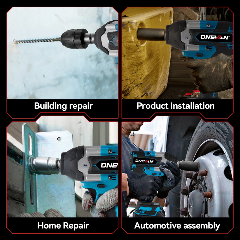 ONEVAN 1800N.M Brushless Electric Impact Wrench 1/2'' Screwdriver Cordless Torque Wrench Power Tool For Makita 18V Battery Pin