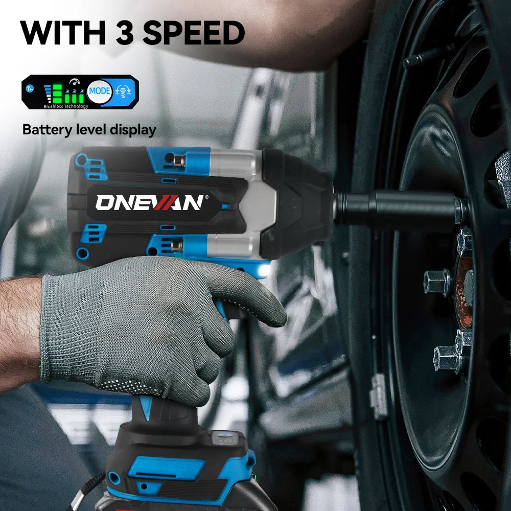 ONEVAN 1800N.M Brushless Electric Impact Wrench 1/2'' Screwdriver Cordless Torque Wrench Power Tool For Makita 18V Battery Pin