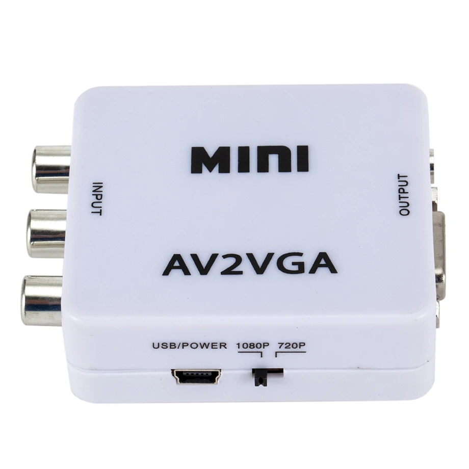 1080P Mini Video Convertor RCA AV to VGA Video Converter Conversor with 3.5mm Audio AV2VGA / CVBS + Audio to PC HDTV