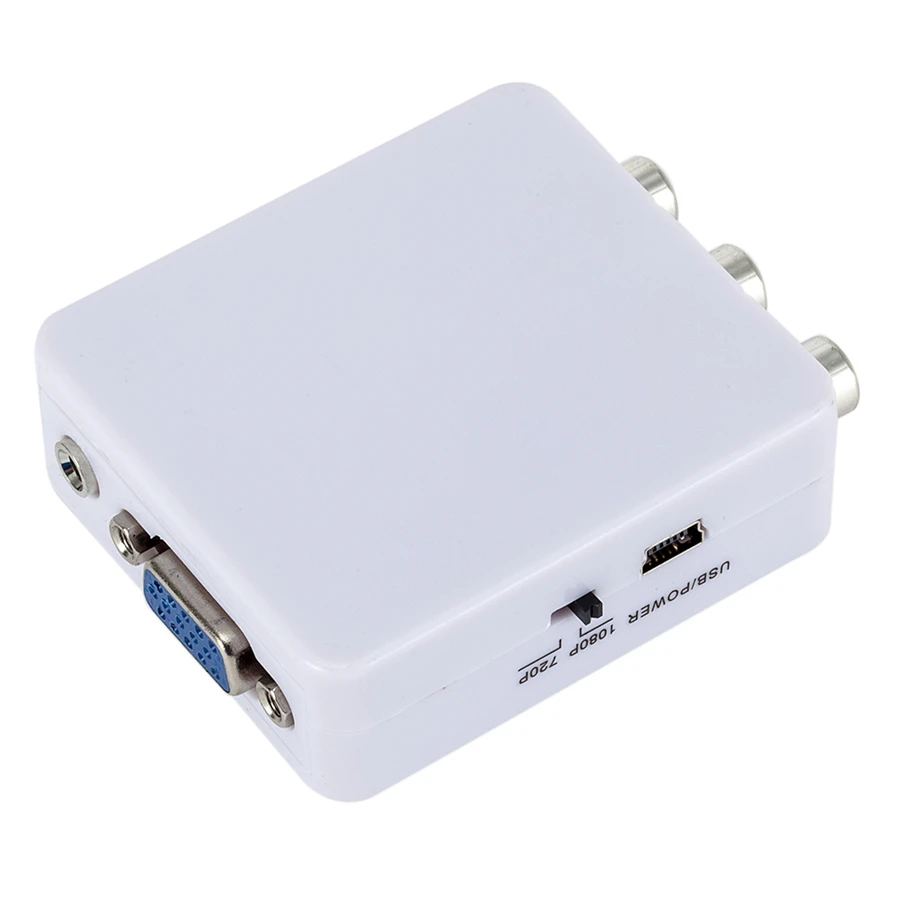 1080P Mini Video Convertor RCA AV to VGA Video Converter Conversor with 3.5mm Audio AV2VGA / CVBS + Audio to PC HDTV