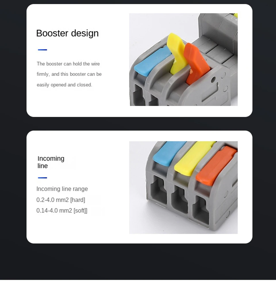 10PCS Docking Mini Quick Wire Connector Universal Compact Electrical Wiring Connectors Push-in Butt Conductor Terminal Block