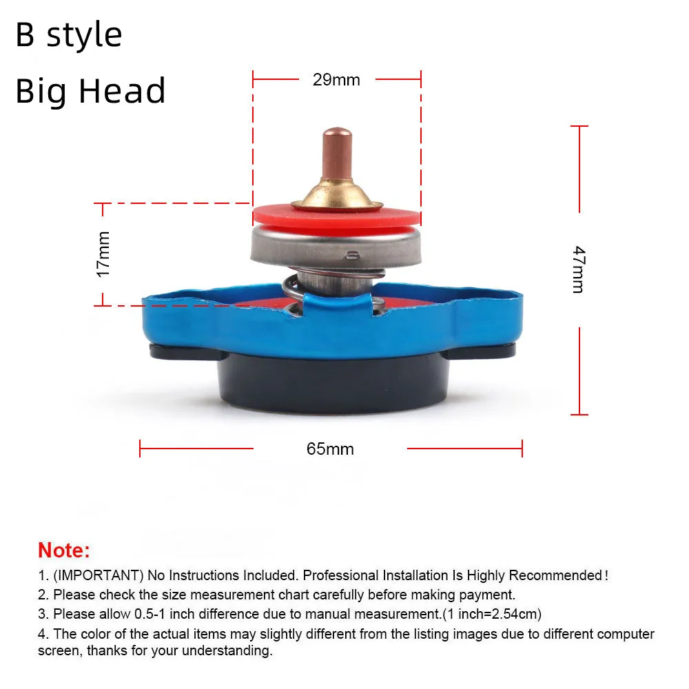 Genuine Car Thermostatic Gauge Radiator Cap 0.9 1.1 1.3 Bar Small Head Water Temp Meter