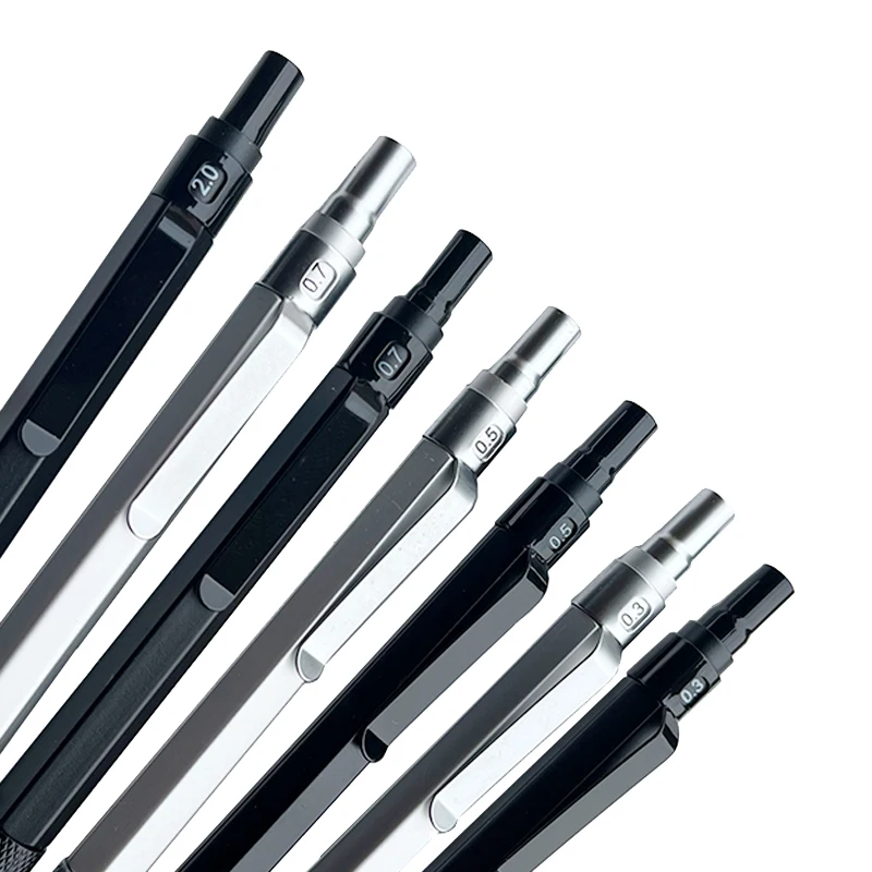 High Quality Metal Mechanical Pencils Set with Lead Refills Drafting Automatic Pencil 0.3, 0.5, 0.7, 2.0mm for Art Supply