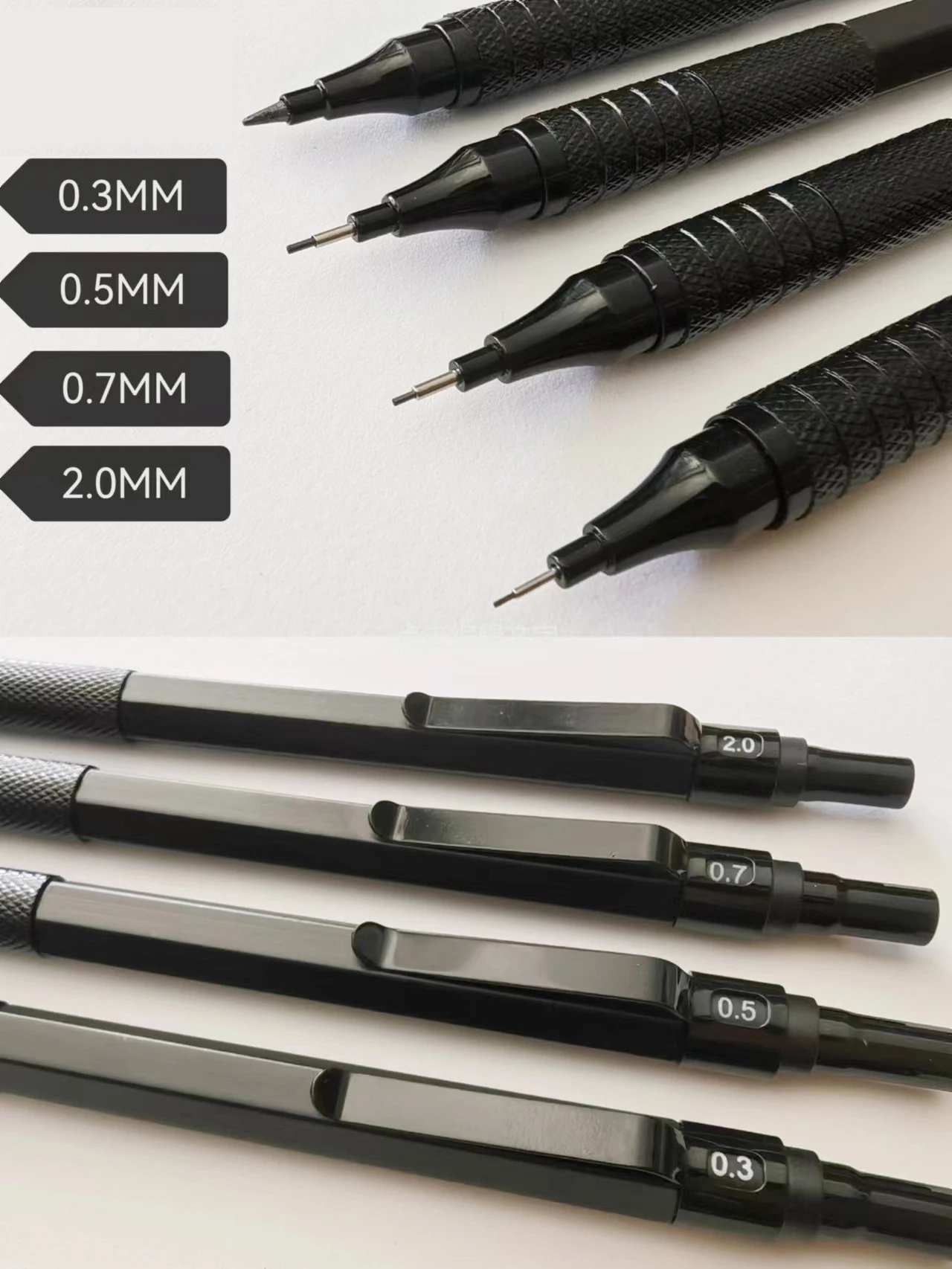 High Quality Metal Mechanical Pencils Set with Lead Refills Drafting Automatic Pencil 0.3, 0.5, 0.7, 2.0mm for Art Supply