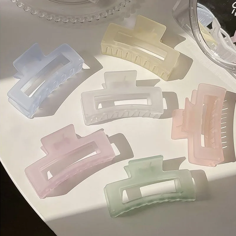 New Women Elegant Transparent Frosted Rectangle Hair Claws Lady Sweet Hair Decorate Toothed Hair Clips Fashion Hair Accessories