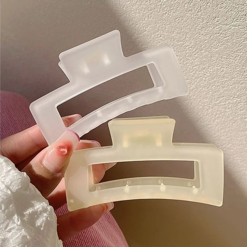 New Women Elegant Transparent Frosted Rectangle Hair Claws Lady Sweet Hair Decorate Toothed Hair Clips Fashion Hair Accessories