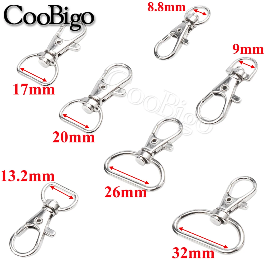 10pcs Swivel Key Holder Keyring Keychain Keyfob Lobster Clasp Carabiner Clips Snap Hook Buckle Bag Strap Jewelry DIY Craft Metal
