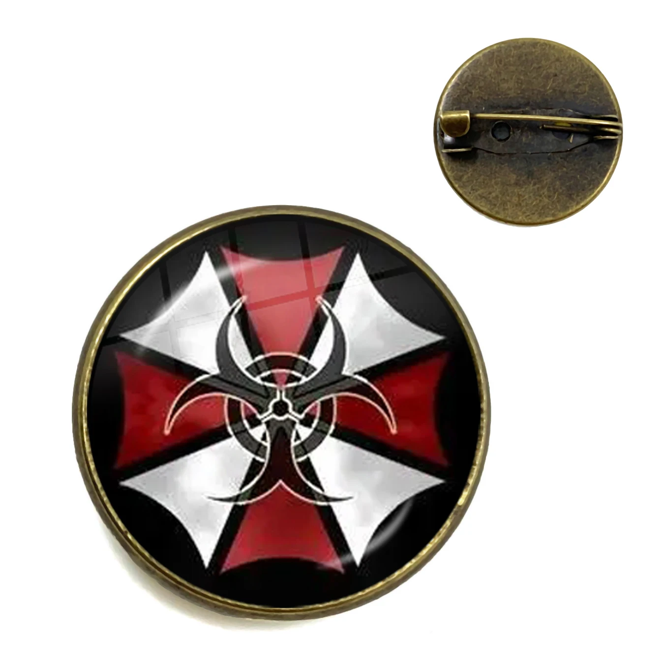 Classic Fashion Umbrella Security Theme Glass Cabochon Metal Brooch Badge For Bag Clothes Decoration Pins Jewelry Accessories