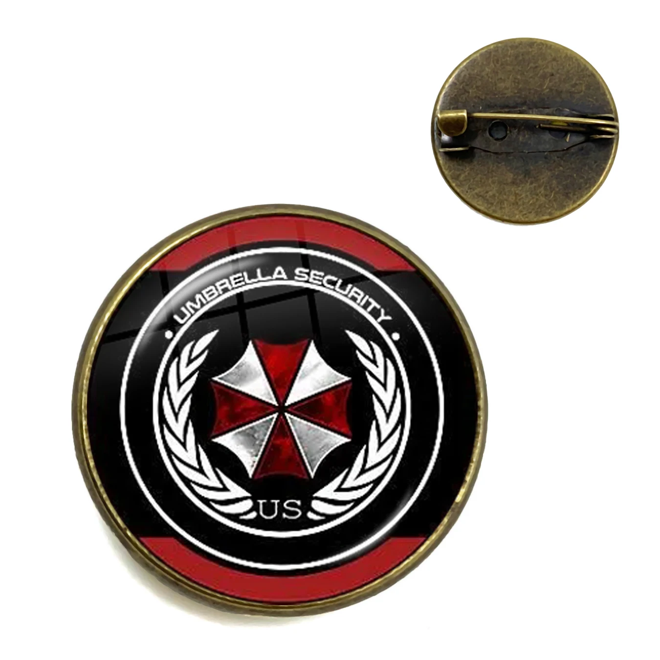Classic Fashion Umbrella Security Theme Glass Cabochon Metal Brooch Badge For Bag Clothes Decoration Pins Jewelry Accessories