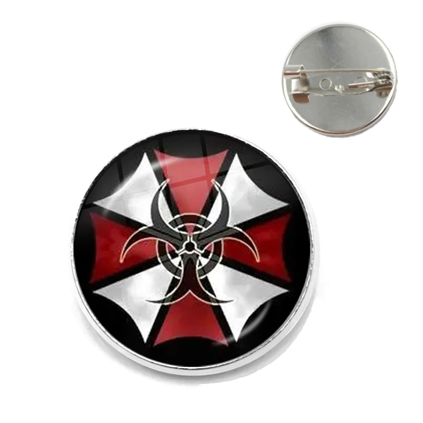 Classic Fashion Umbrella Security Theme Glass Cabochon Metal Brooch Badge For Bag Clothes Decoration Pins Jewelry Accessories
