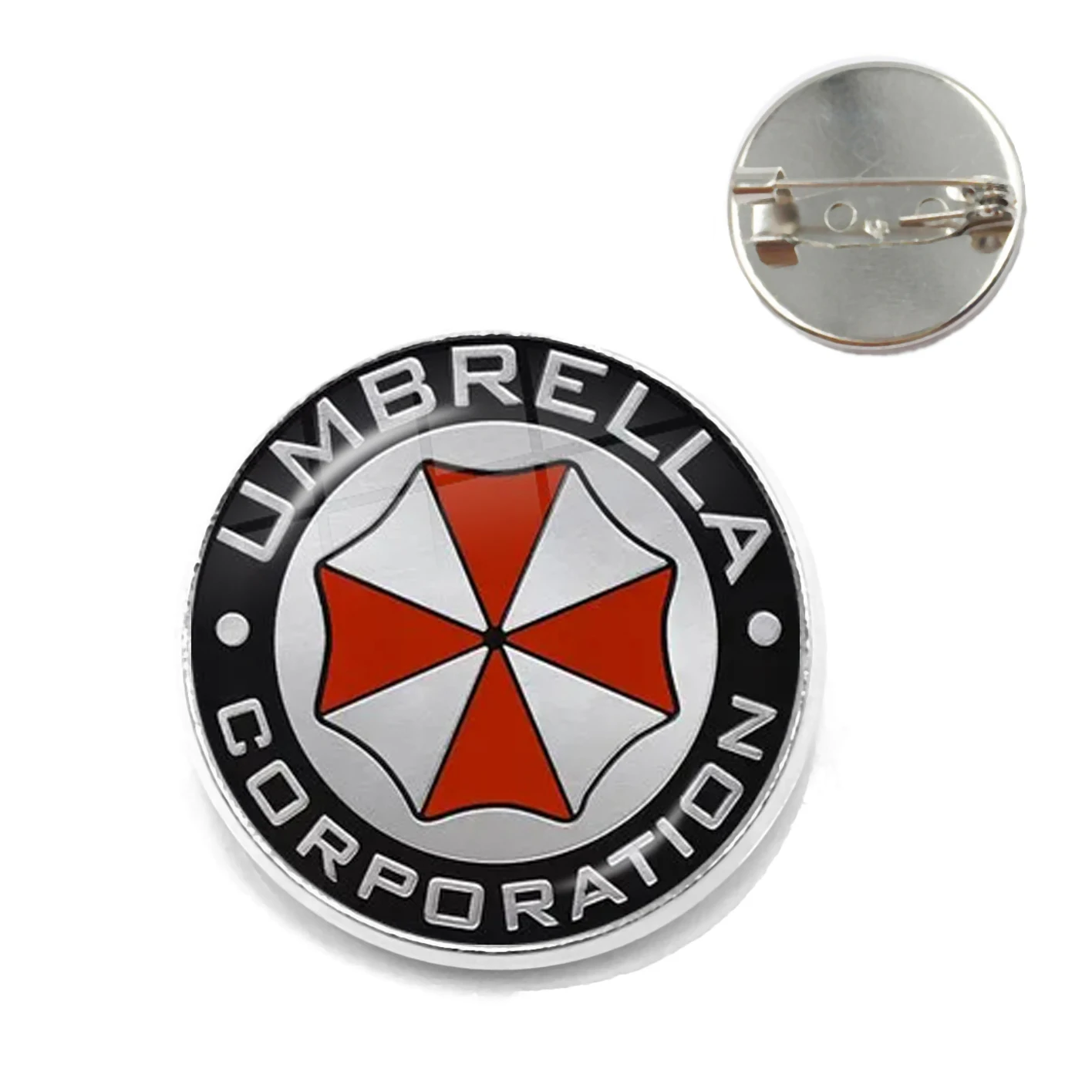 Classic Fashion Umbrella Security Theme Glass Cabochon Metal Brooch Badge For Bag Clothes Decoration Pins Jewelry Accessories