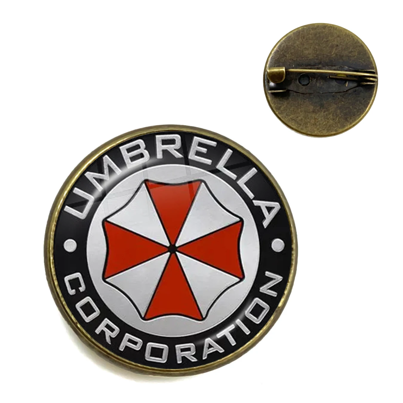 Classic Fashion Umbrella Security Theme Glass Cabochon Metal Brooch Badge For Bag Clothes Decoration Pins Jewelry Accessories