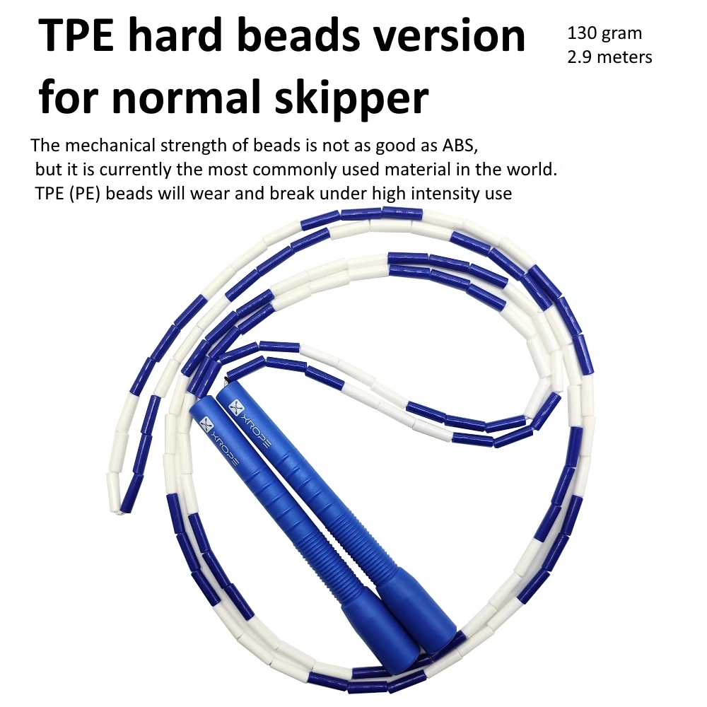 NEVERTOOLATE X ROPE 7mm hard beads jump skipping rope beaded skip rope Professional competition usage 2.9 meter long handle