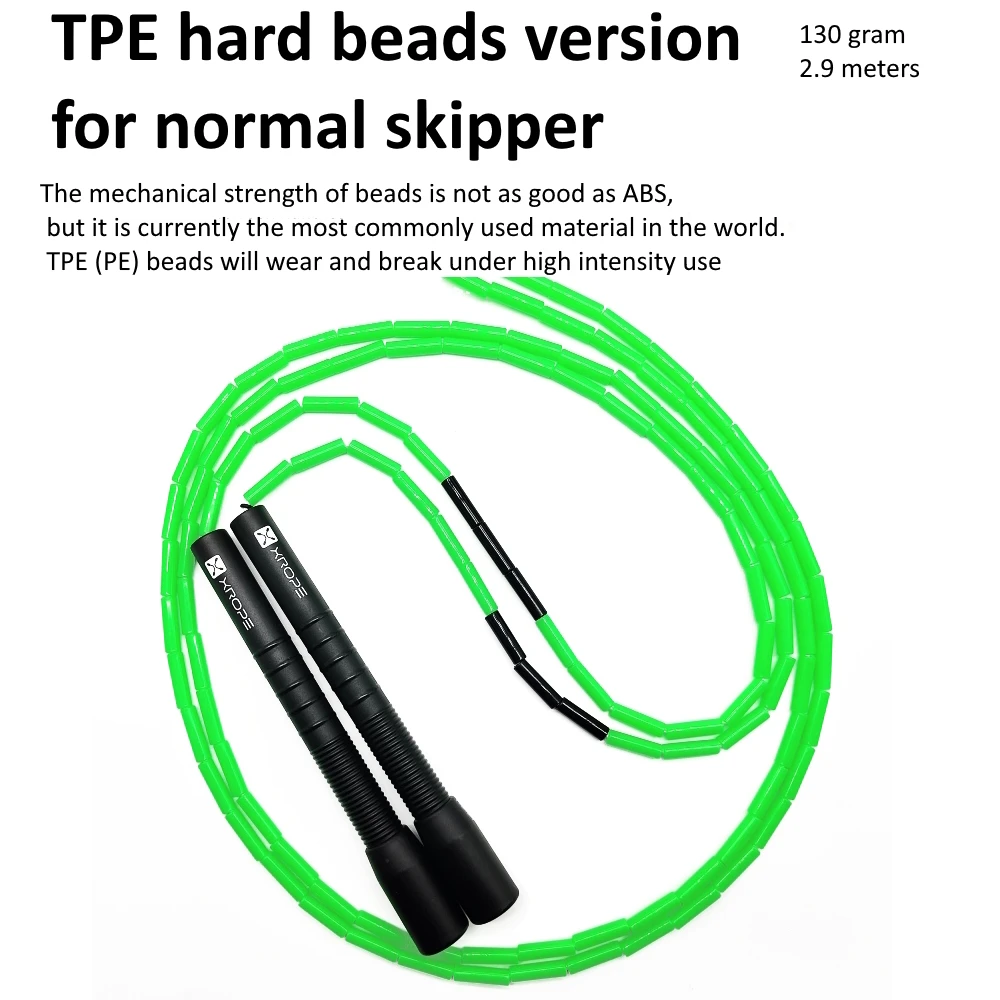 NEVERTOOLATE X ROPE 7mm hard beads jump skipping rope beaded skip rope Professional competition usage 2.9 meter long handle