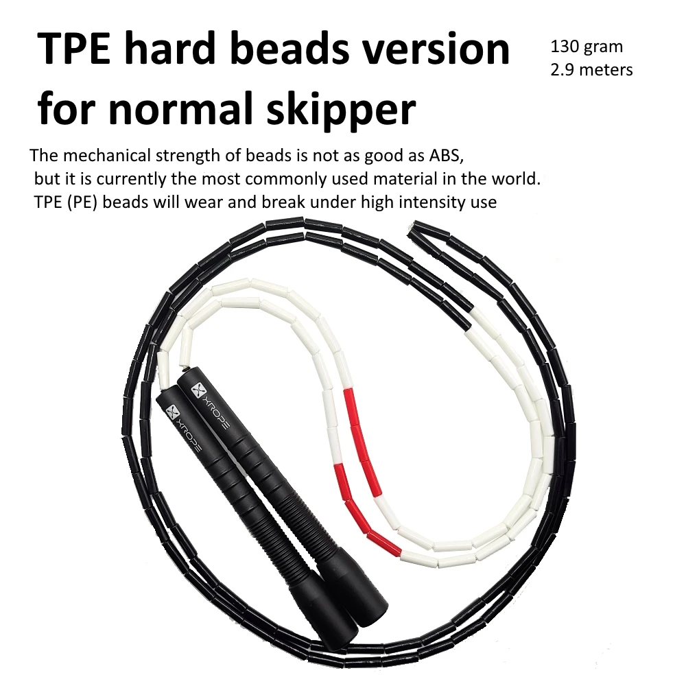NEVERTOOLATE X ROPE 7mm hard beads jump skipping rope beaded skip rope Professional competition usage 2.9 meter long handle