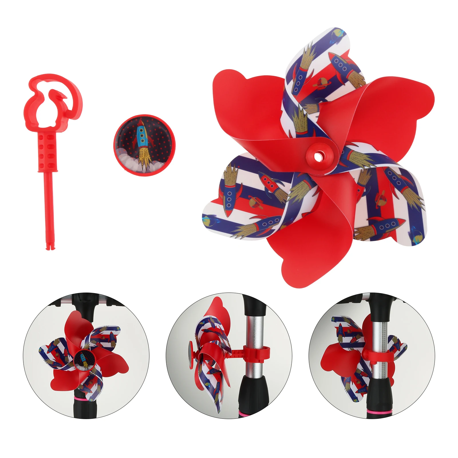 1pc Allek Children Scooter Windmill Short Pole Cartoon Colorful Pinwheel Decoration For Kids Bicycle Parts Accessories
