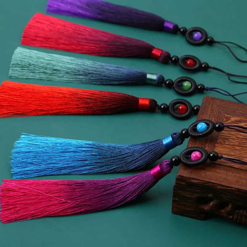 1PC Transfer Bead Gradient Tassel Silky Handmade Tassels with Loop for DIY Crafts Bookmark Tassel Jewelry Making Accessories