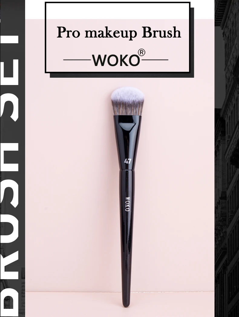 PRO 47 Foundation Brush Broom Foundation Shadow Brush Liquid Cream Blending Blush Angled Professional Makeup Brush Cosmetic Tool