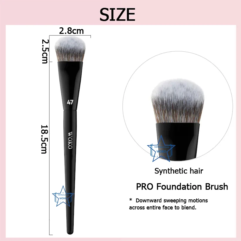 PRO 47 Foundation Brush Broom Foundation Shadow Brush Liquid Cream Blending Blush Angled Professional Makeup Brush Cosmetic Tool