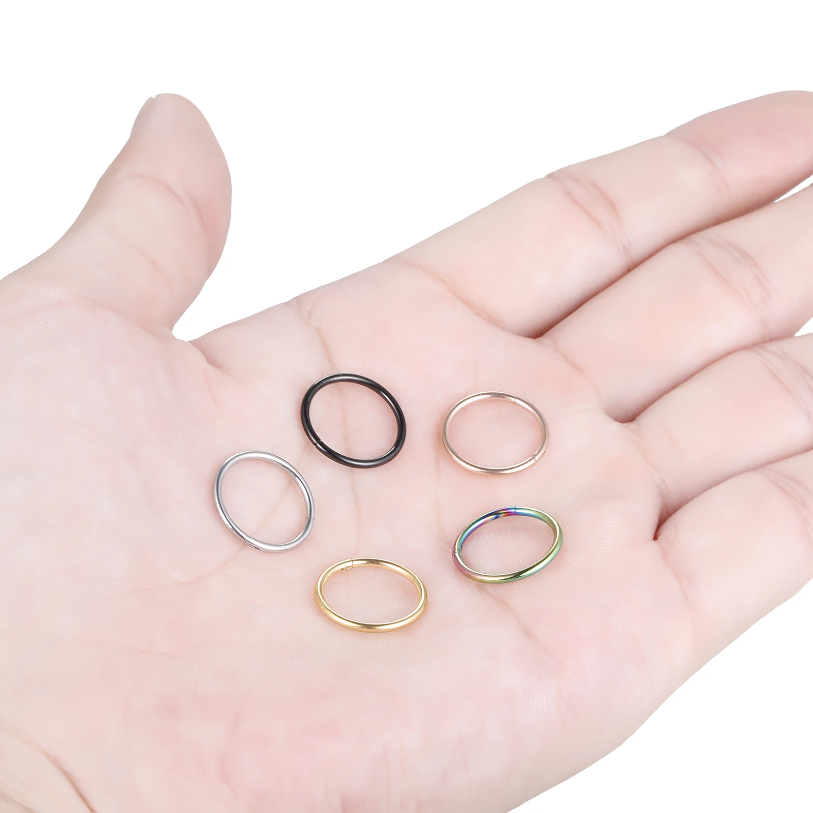 1PC 12G-20G Septum Piercing Surgical Steel Clicker Hinged Segment Ring Goth Nose Hoop Earrings Lip Ear Cartilage Helix Piercings