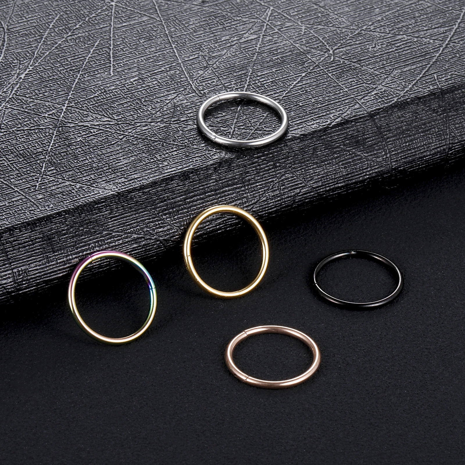 1PC 12G-20G Septum Piercing Surgical Steel Clicker Hinged Segment Ring Goth Nose Hoop Earrings Lip Ear Cartilage Helix Piercings