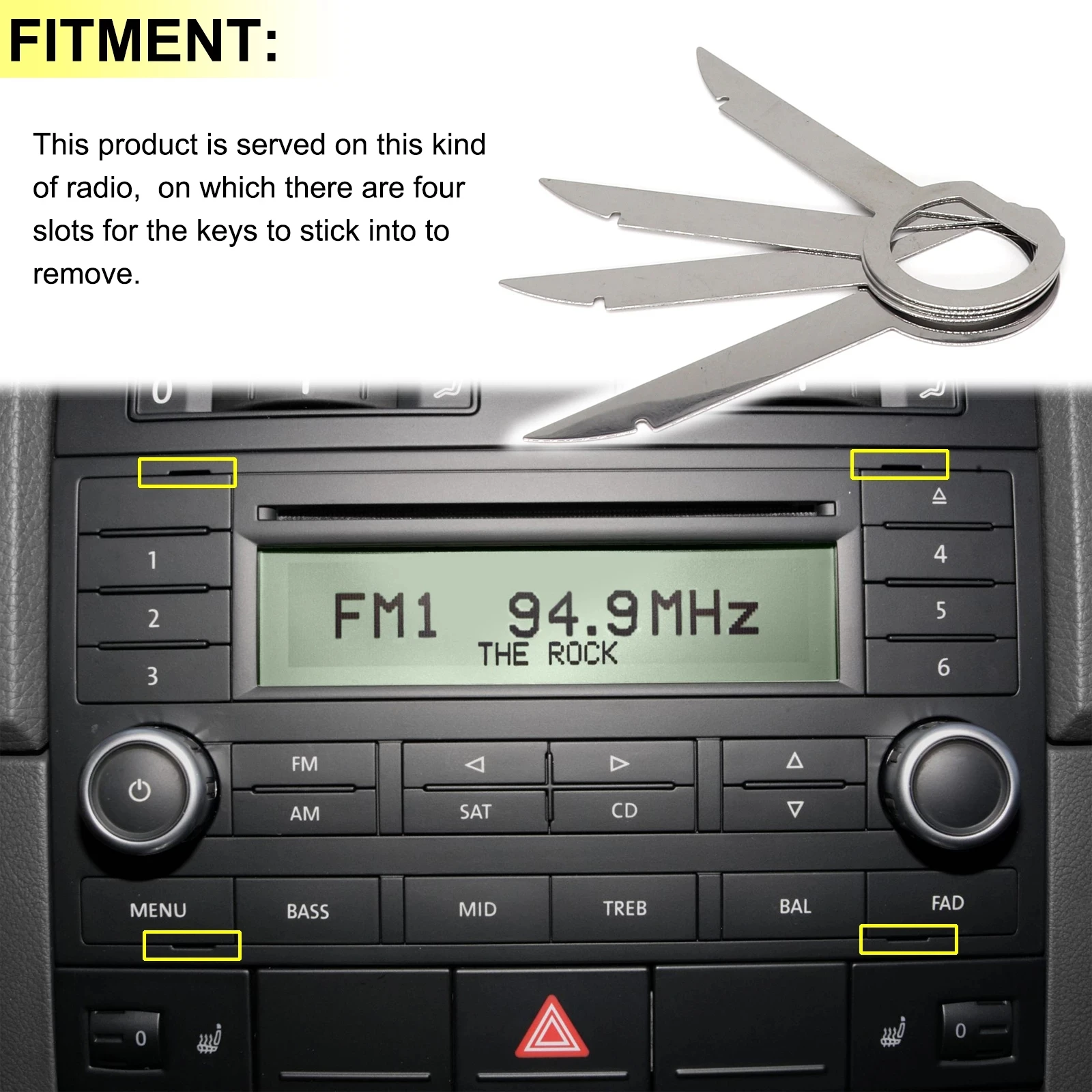 4Pcs Car Radio Removal Key Pin Tool for Audi C6 R8 A1 A3 Q3 A4 A5 Q5 A6 S6 A7 B6 B7 B8 8P 8V 8L TT RS