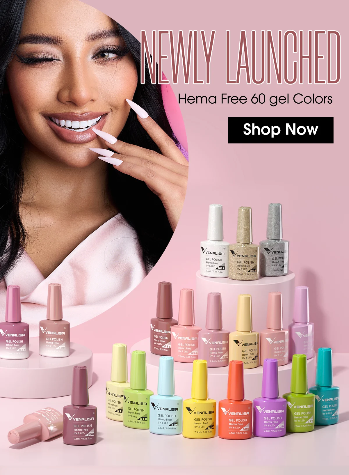 Venalisa VIP4 Nail Gel Polish HEMA/TPO FREE Full Coverage Beautiful Semi Permanent Soak Off UV LED Gel Nail Polish Gel Lacquer