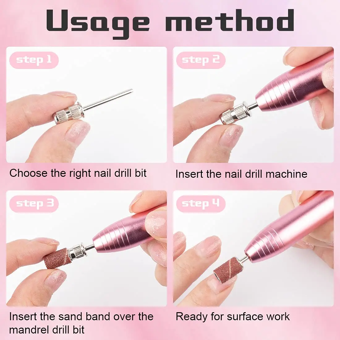 3/5/10pcs Nail Drill Bits Nail Drill Accessories Mandrel Bit Nail Sanding Drum For Sanding Bands