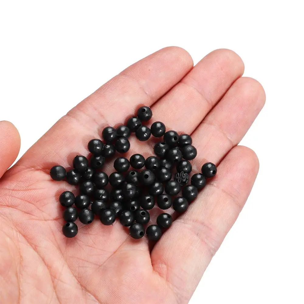 100 PCs/Lot 3mm-12mm Fishing Beads Space Stopper Black Round Soft/Hard Rubber Beads Fishing Lures Hook Rig Accessories