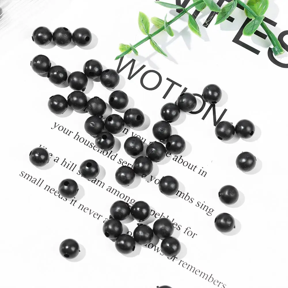 100 PCs/Lot 3mm-12mm Fishing Beads Space Stopper Black Round Soft/Hard Rubber Beads Fishing Lures Hook Rig Accessories