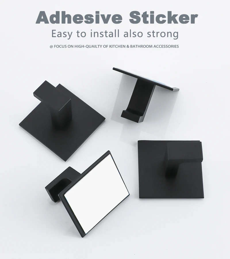 Black Self-Adhesive Wall Hooks For Hanging Keys Clothes Hanger Door Metal Robe Hook Coat Rack Towel Holder Bathroom Accessories