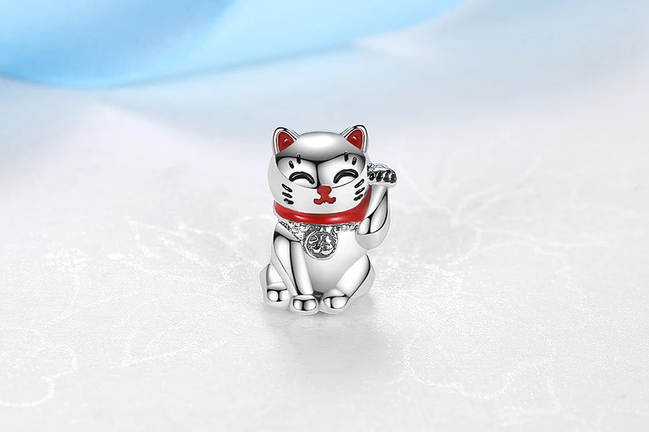 925 Sterling Silver Charms Fortune Cat Chinese New Year Pendant Beads Japanese Girl Fit Brand Bracelets Necklaces Women Jewelry