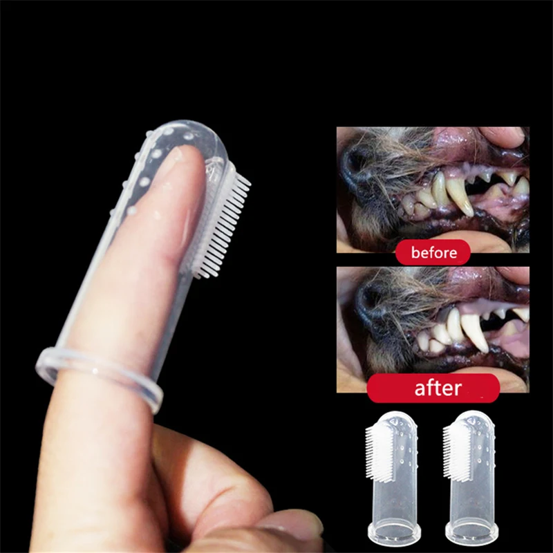 1PC Super Soft Pet Finger Dog Toothbrush Teddy Dog Brush Bad Breath Tartar Teeth Tool Cat Cleaning Dog Supplies Accessories