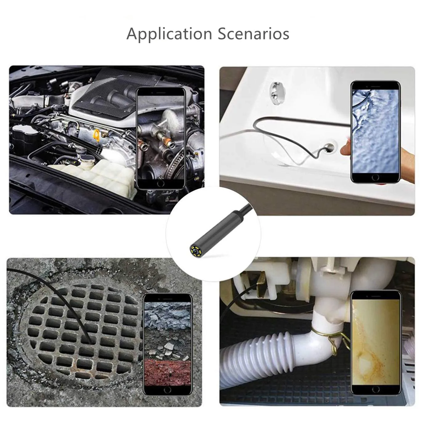 5.5mm /7mm 3 in 1 Endoscope USB Flexible Car Pipe Inspection Borescope Camera with 6 LED lights Support Type-C Android Phone PC