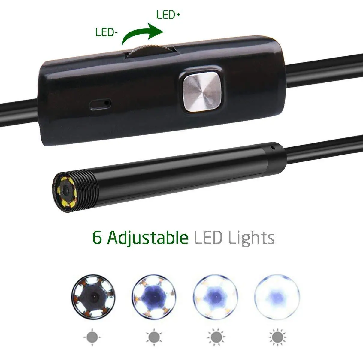 5.5mm /7mm 3 in 1 Endoscope USB Flexible Car Pipe Inspection Borescope Camera with 6 LED lights Support Type-C Android Phone PC