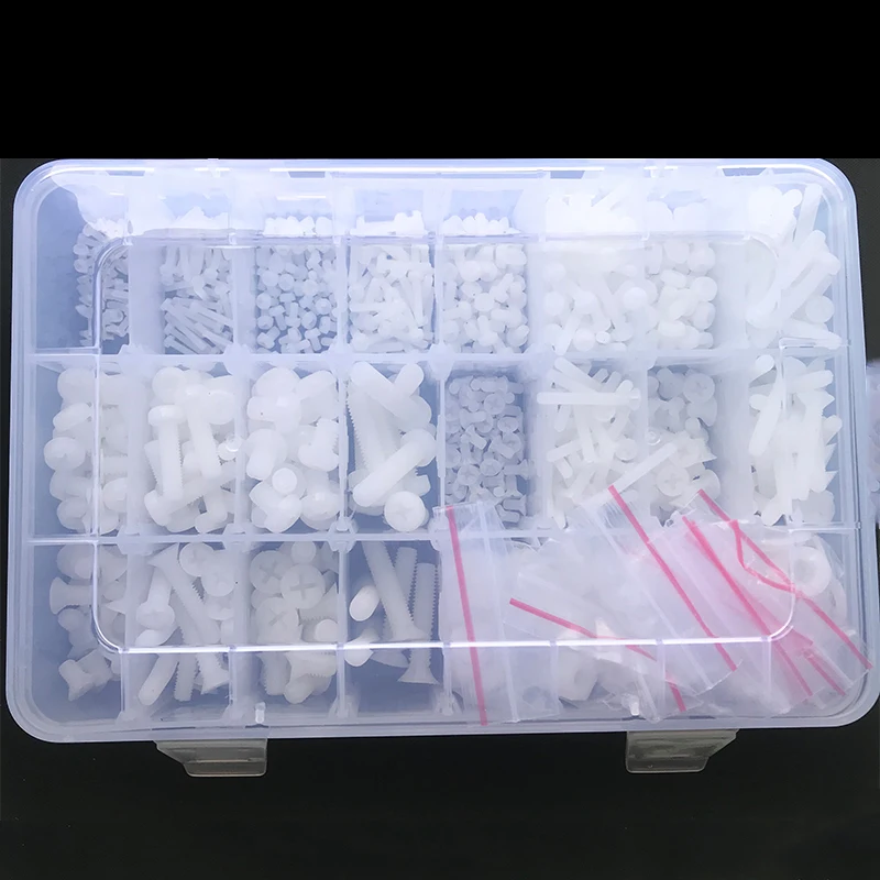 M2 M2.5 M3 M4 M5 White Nylon Screw Nut Washer Set Nylon Plastic Phillips Insulated Countersunk Pan Head Cross Round Screw Bolt