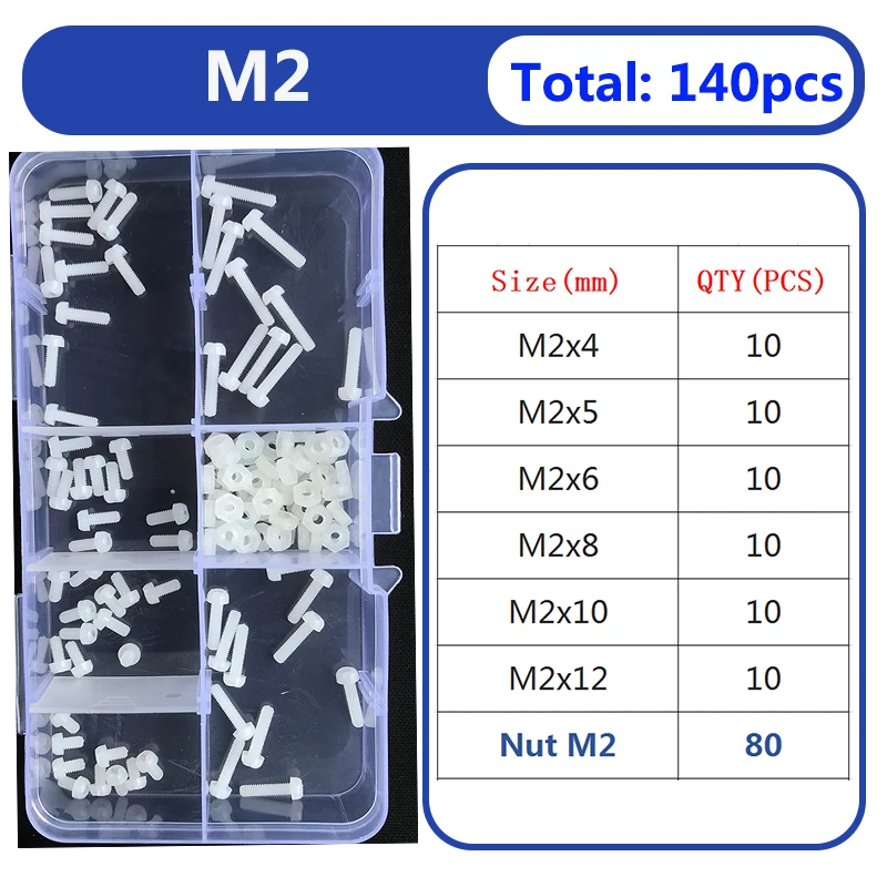 M2 M2.5 M3 M4 M5 White Nylon Screw Nut Washer Set Nylon Plastic Phillips Insulated Countersunk Pan Head Cross Round Screw Bolt