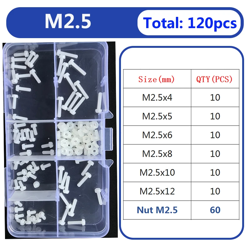 M2 M2.5 M3 M4 M5 White Nylon Screw Nut Washer Set Nylon Plastic Phillips Insulated Countersunk Pan Head Cross Round Screw Bolt