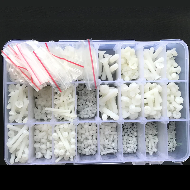 M2 M2.5 M3 M4 M5 White Nylon Screw Nut Washer Set Nylon Plastic Phillips Insulated Countersunk Pan Head Cross Round Screw Bolt