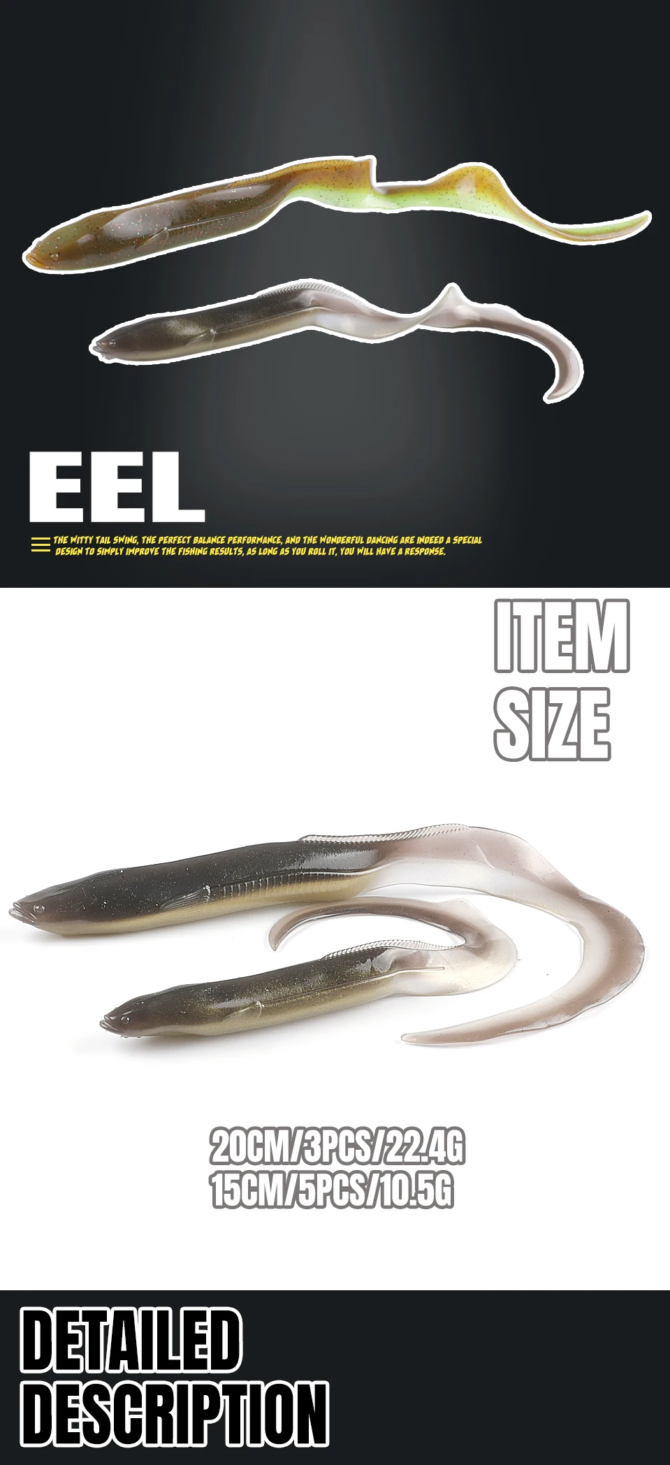 supercontinent new hot eel soft bait 20cm/15cm Soft Fishing Lure Sea Bass Artificial Bait Shad Eel Needfish Fishing Tackle
