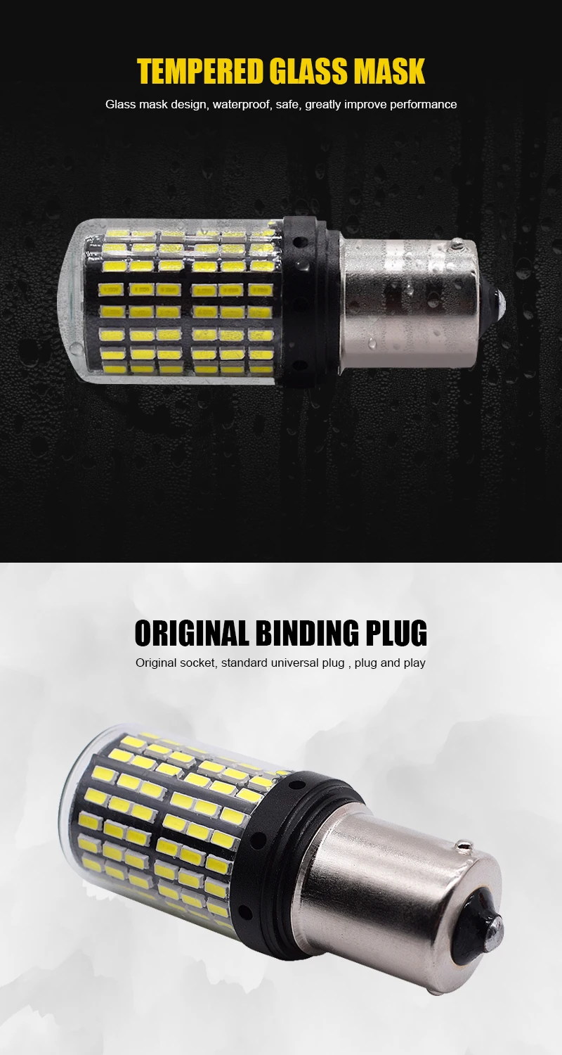 1pcs 3014 144smd Canbus S25 1156 P21W BA15S LED BAY15D BAU15S PY21W T20 LED 7440 7443 W21W 1157 led Bulbs For Turn Signal Light