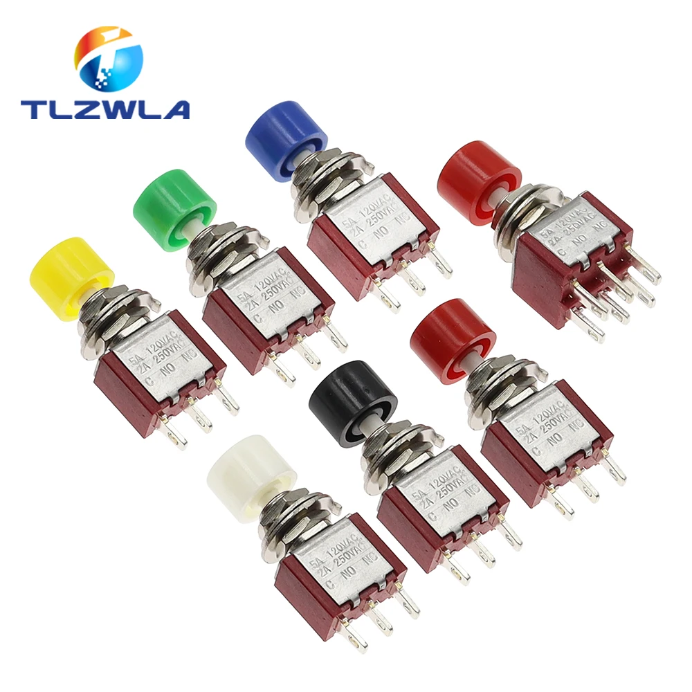 1PCS 3Pin C-NO-NC 6MM Mini Momentary Automatic Return Push Button Switch ON-(ON) 2A 250VAC/5A 120VAC