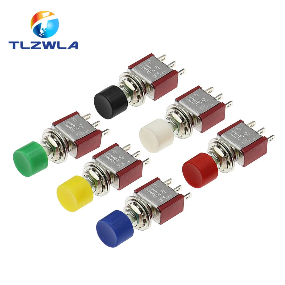 1PCS 3Pin C-NO-NC 6MM Mini Momentary Automatic Return Push Button Switch ON-(ON) 2A 250VAC/5A 120VAC