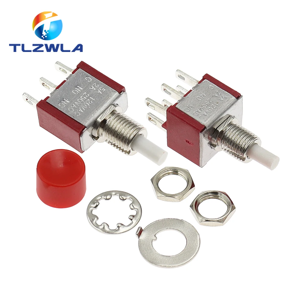 1PCS 3Pin C-NO-NC 6MM Mini Momentary Automatic Return Push Button Switch ON-(ON) 2A 250VAC/5A 120VAC