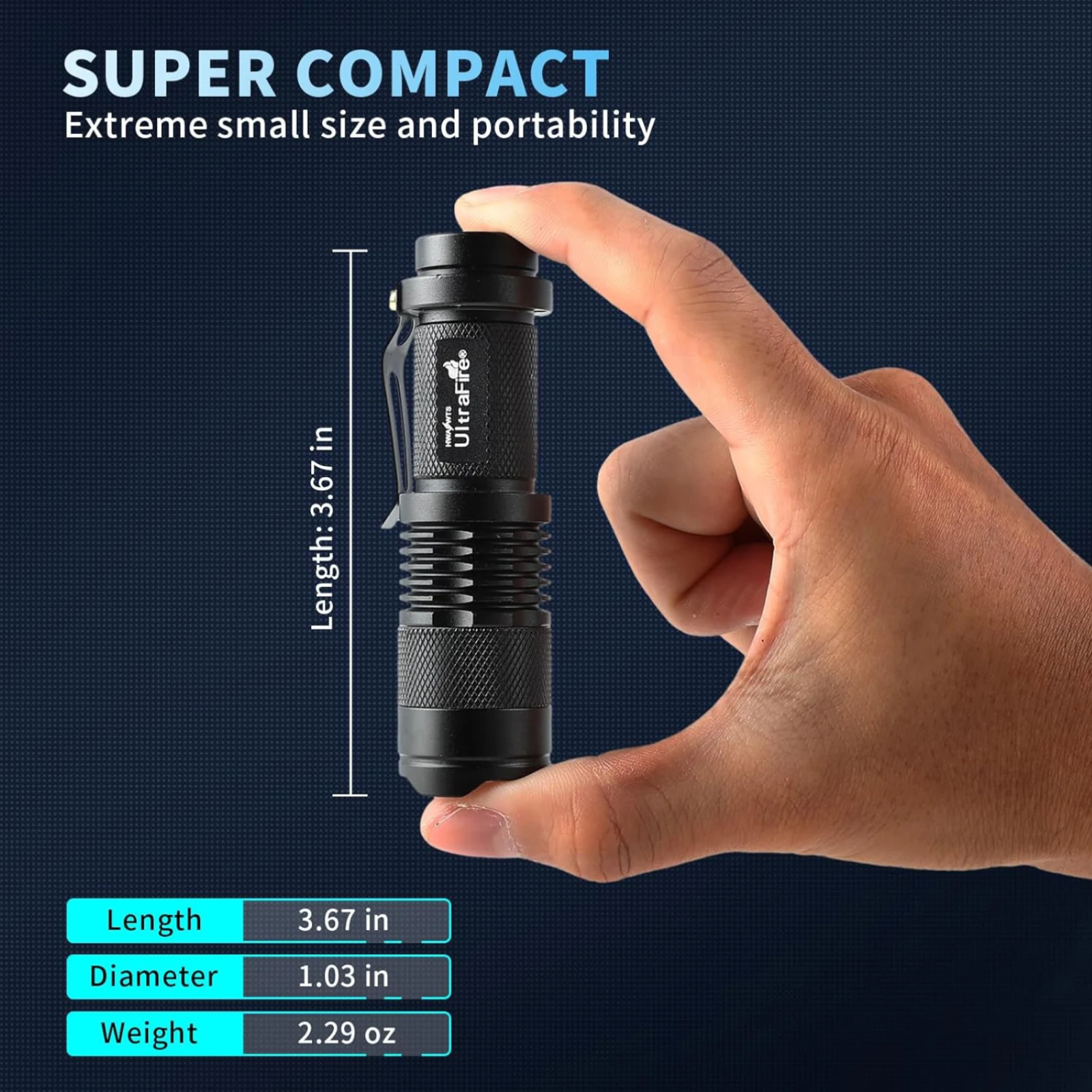 UltraFire SK68 EDC Flashlight 1/3-Mode AA Battery Lamp Zoomable 14500 Flashlights Pocket Mini Torch Light Rechargeable Lantern