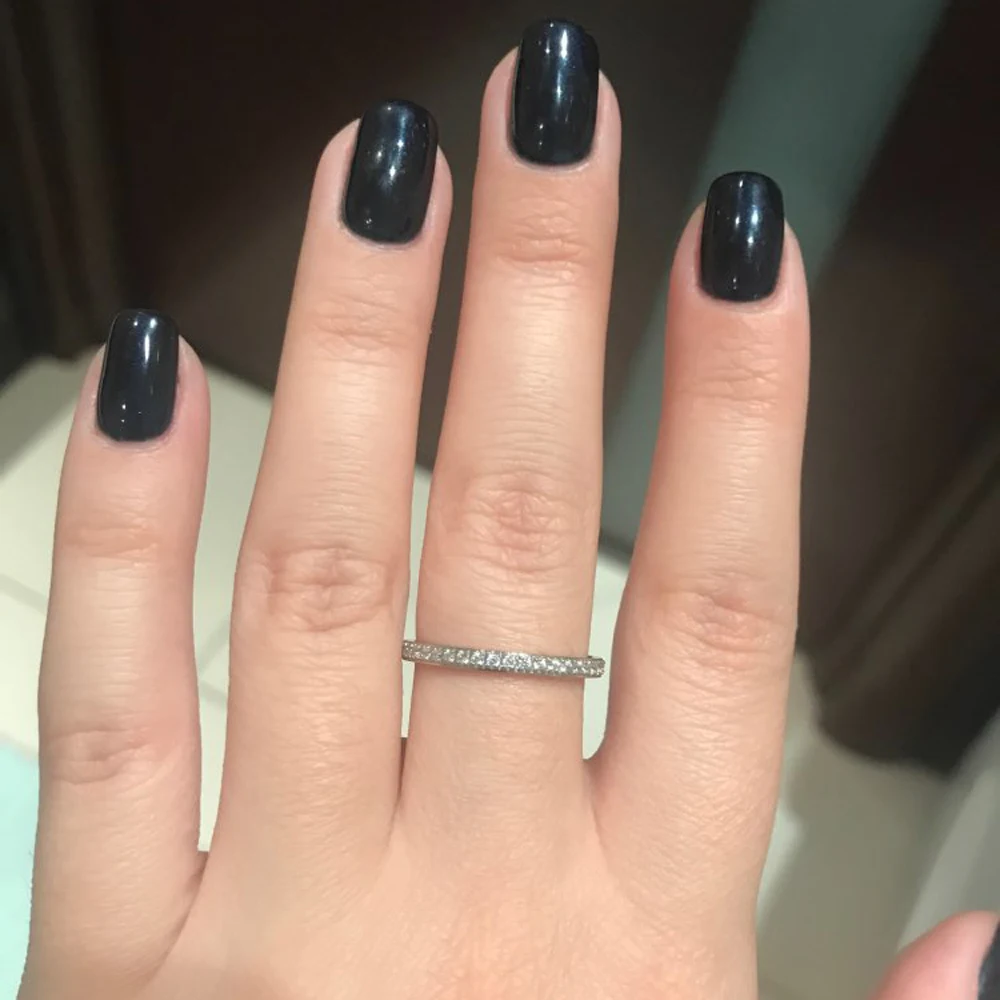 Full Small CZ Zircon Channel Setting Stainless Steel Engagement Rings for Women