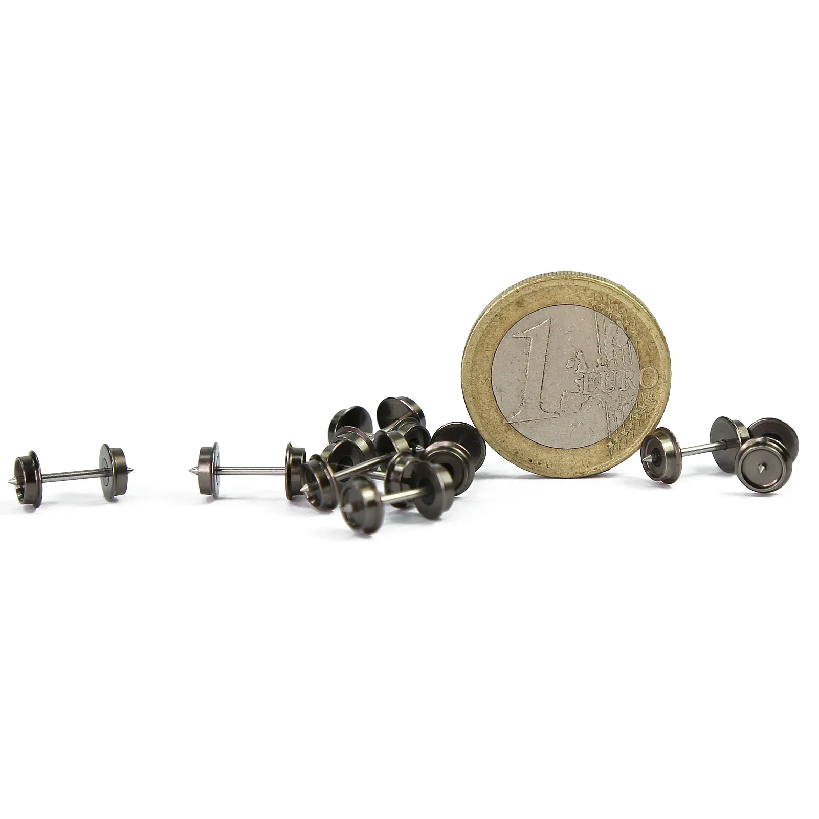 Evemodel Wheelsets 24pcs N Scale 33" Metal DC Wheels Metal Axle for Model Trains Trucks HP05150