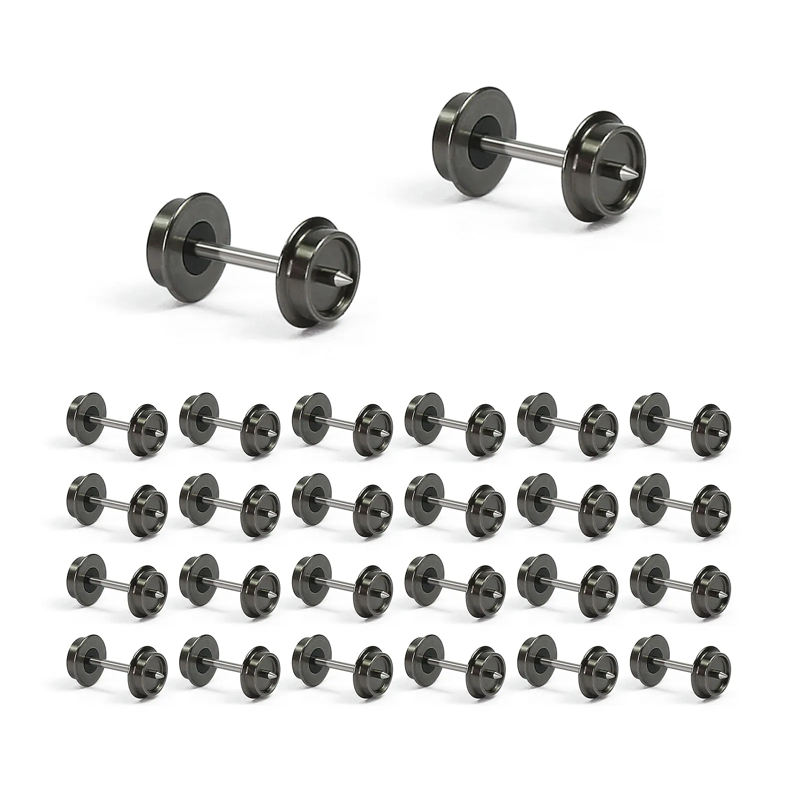 Evemodel Wheelsets 24pcs N Scale 33" Metal DC Wheels Metal Axle for Model Trains Trucks HP05150
