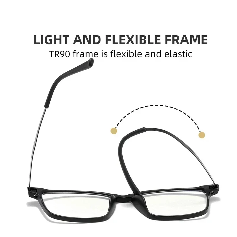 Men Blue Light Blocking Reading Glasses Unisex Business Square Presbyopia Eyewear Women Ultralight TR90 Titanium Eyeglasses