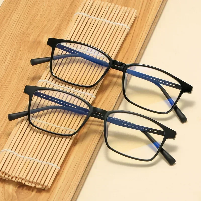 Men Blue Light Blocking Reading Glasses Unisex Business Square Presbyopia Eyewear Women Ultralight TR90 Titanium Eyeglasses